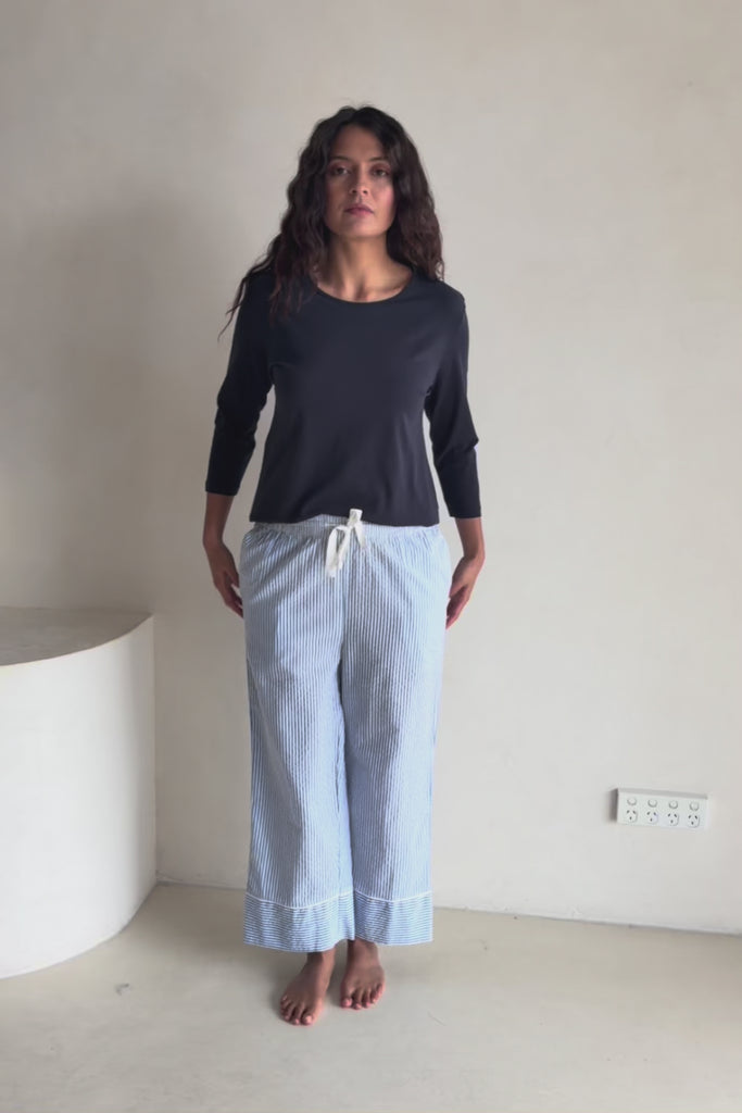Cotton Seersucker Pyjama Pants – Bluewhite