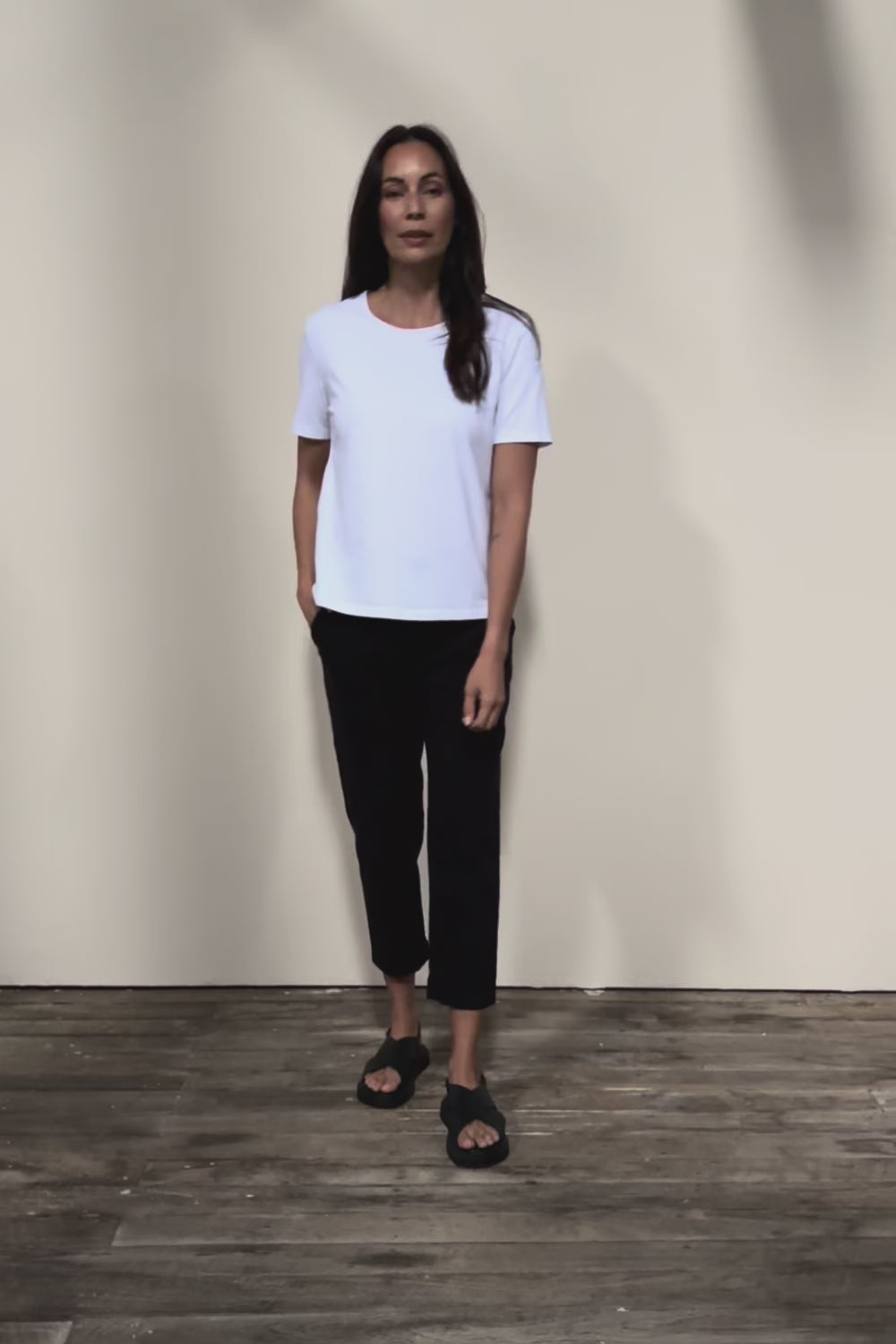 The Elastic Waist Pull On Patch Pocket Pant – Black