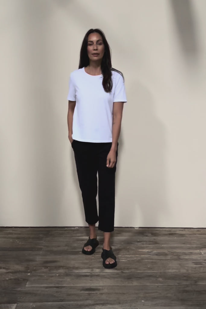 The Elastic Waist Pull On Patch Pocket Pant – Black