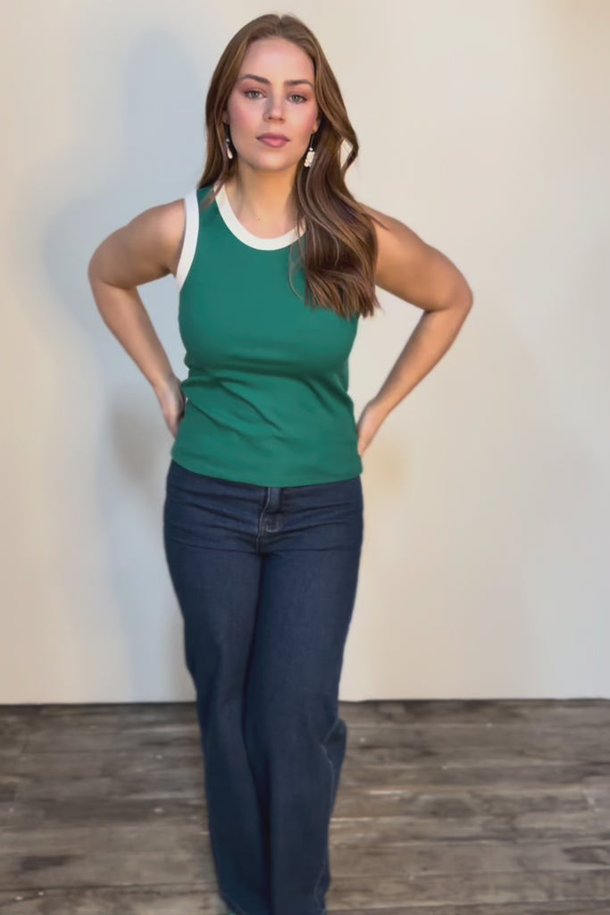 Cotton Blend Tank Top – Green