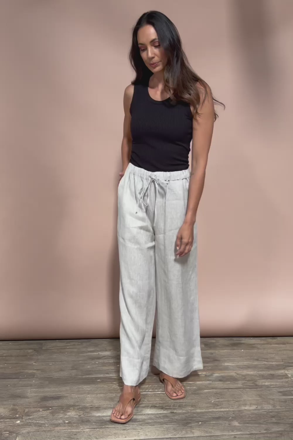 Linen Drawstring Pant - Natural