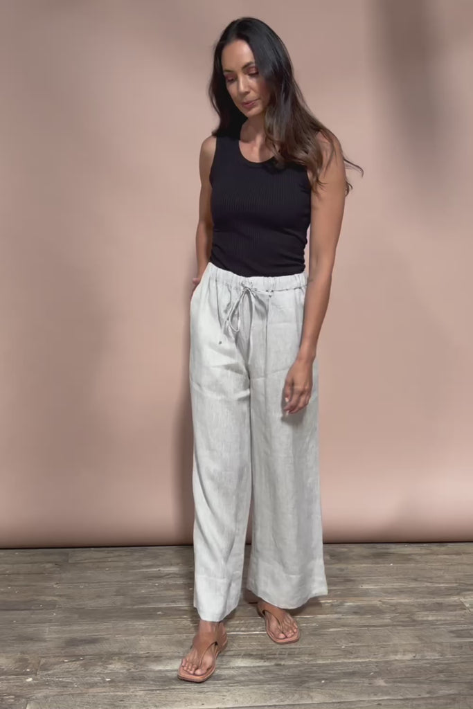 Linen Drawstring Pant - Natural