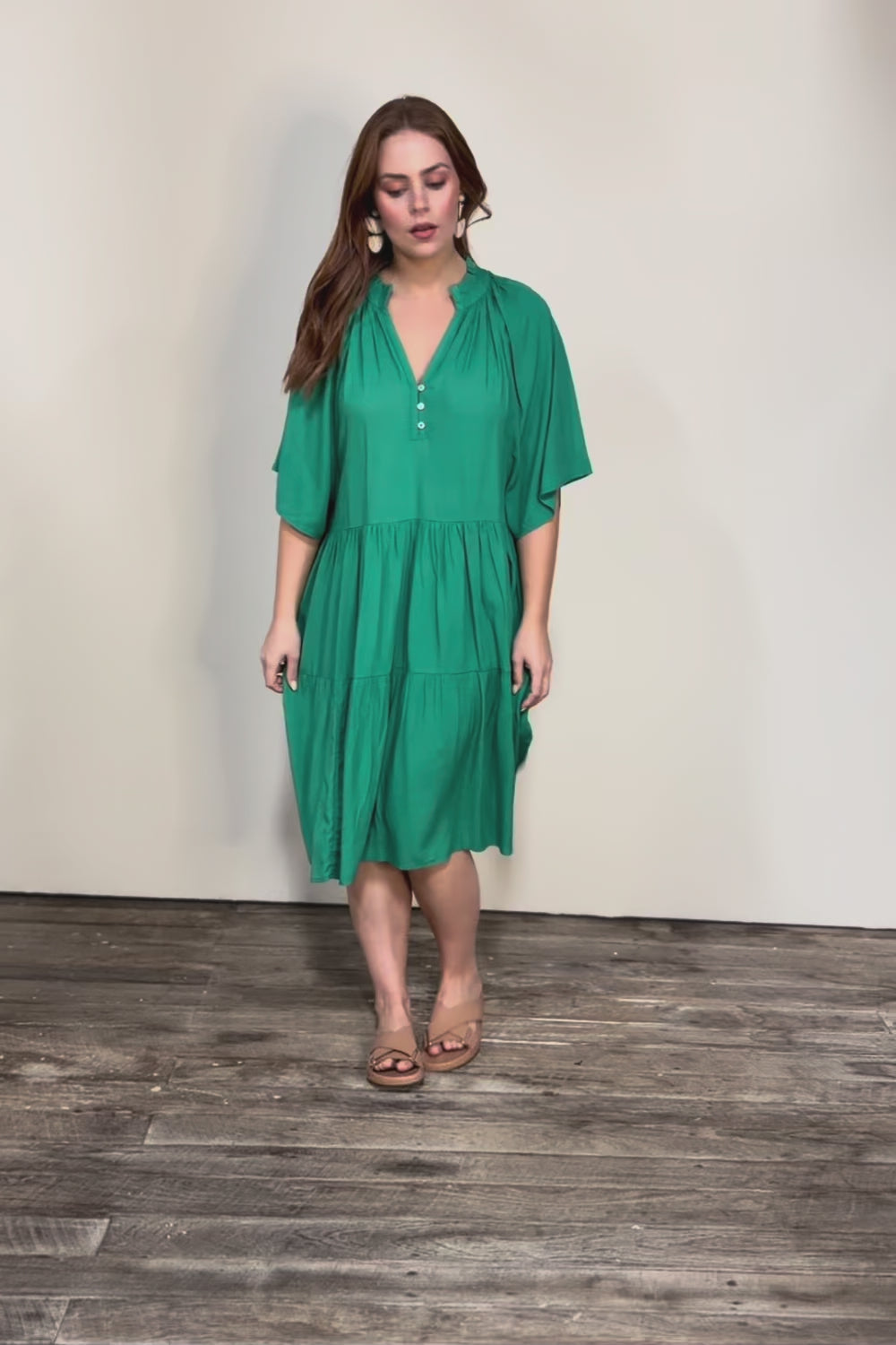 Relaxed Tiered Dress – Herb