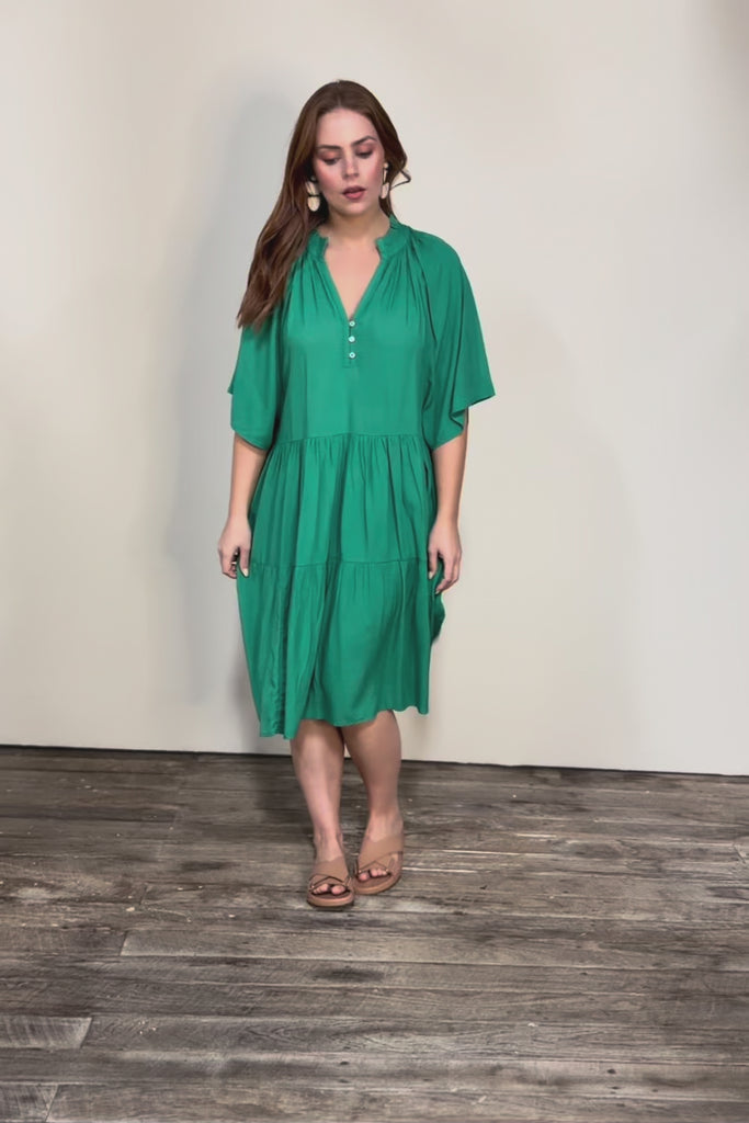 Relaxed Tiered Dress – Herb