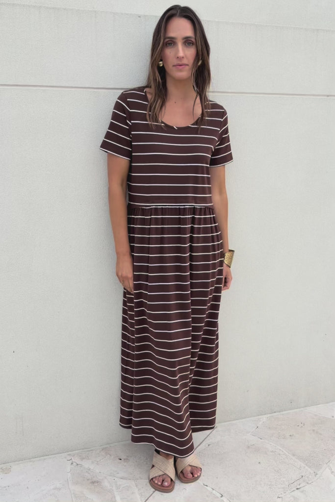 Casual Saturday Cotton Dress – Chocstripe