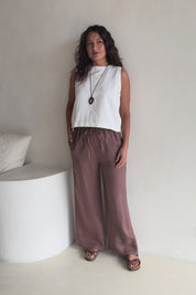 Linen Drawstring Pant – Coffee