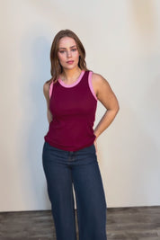 Cotton Blend Tank Top – Wine