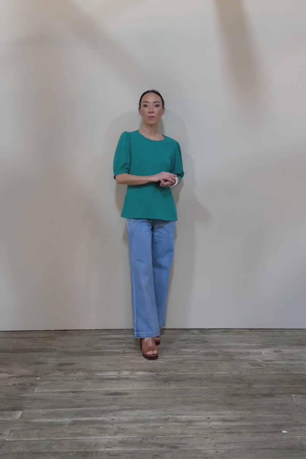 Gathered Sleeve Top - Jade