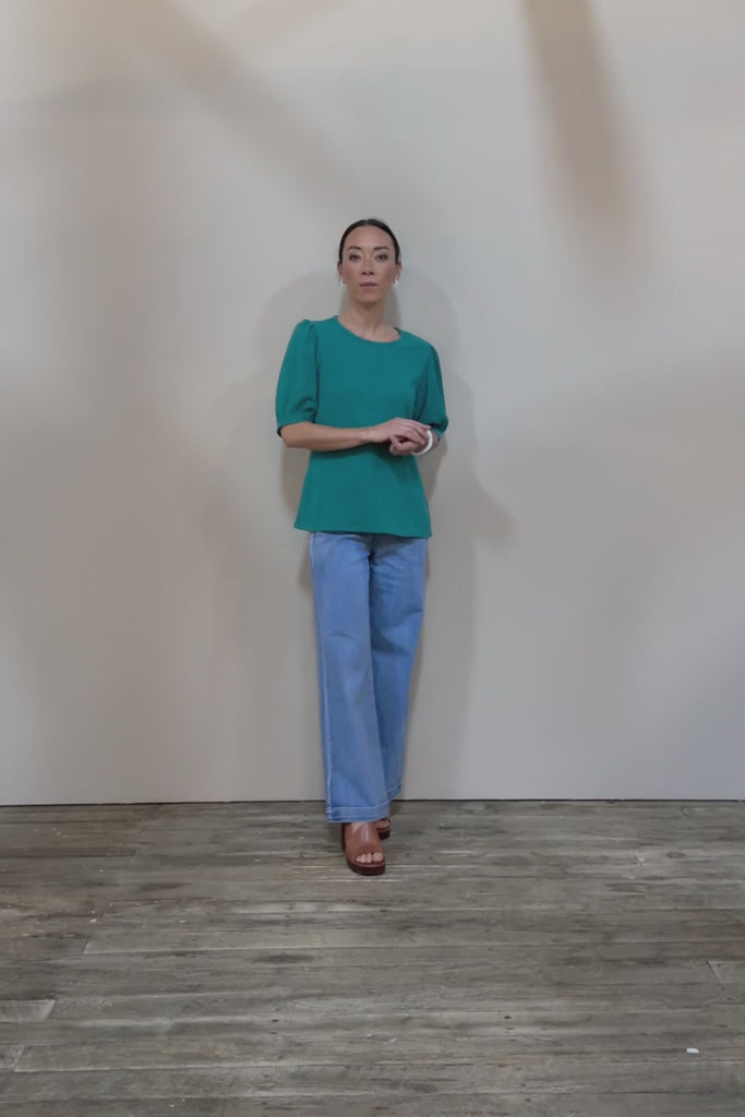 Gathered Sleeve Top - Jade