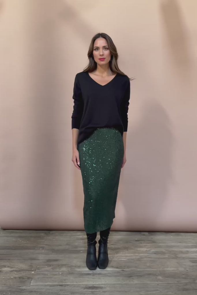 Reegan Sequin Skirt - Forest