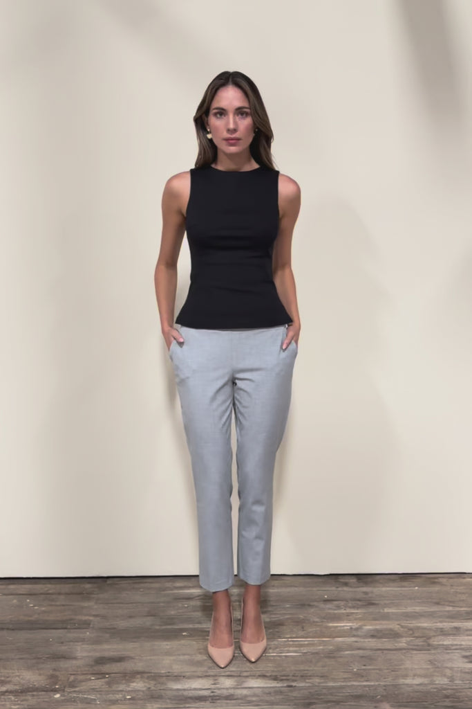 The Stretch Boat Neck Top – Black
