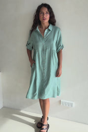 Linen Shirt Maker Dress – Aloe