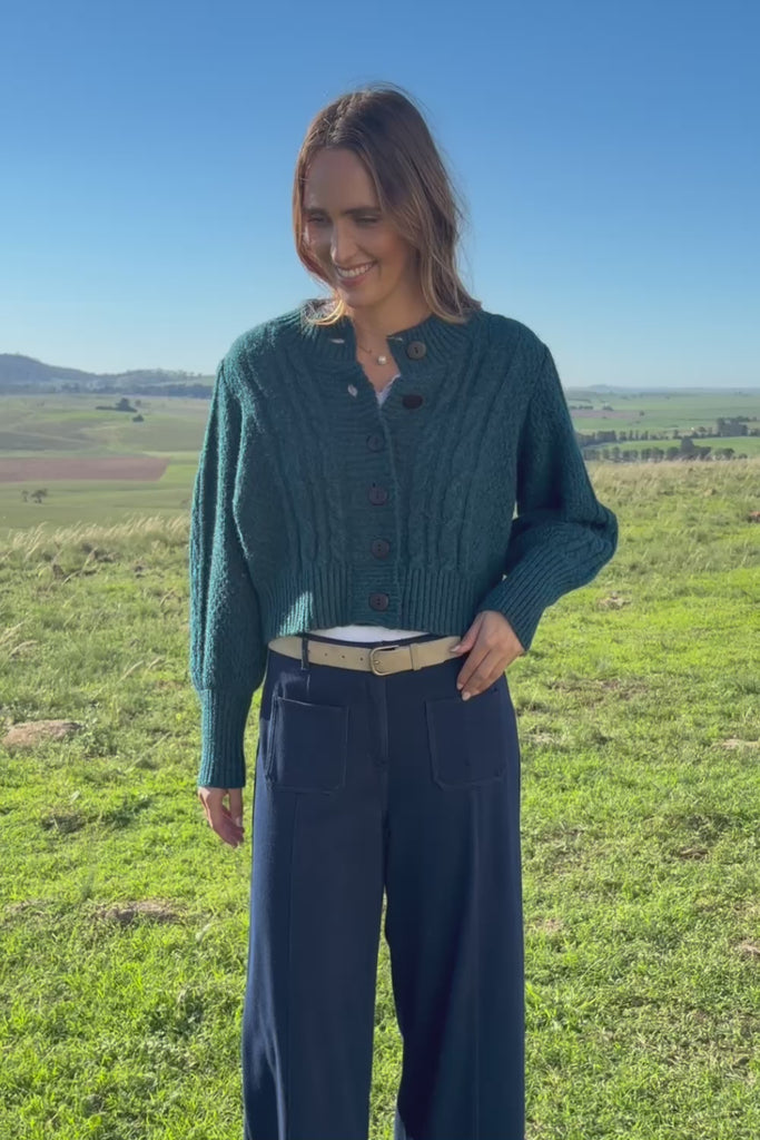 Level Up Cropped Cable Cardi – Lagoon