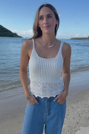 You Are My Sunshine Cotton Blend Knit Tank - Milk