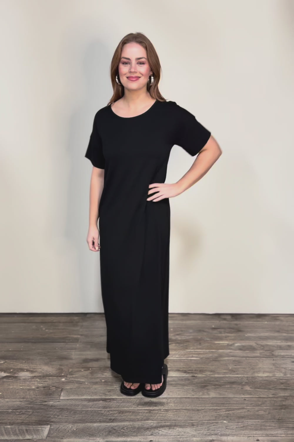 Cotton Jersey T-Shirt Dress – Black