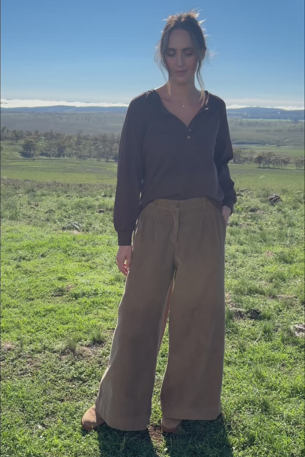 Cruising Through The Day Henley Top – Chocolate