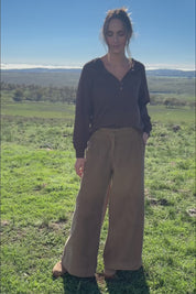 Cruising Through The Day Henley Top – Chocolate