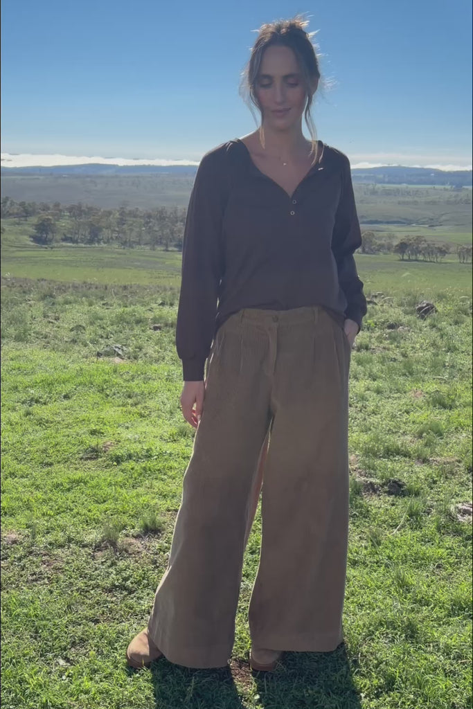 Cruising Through The Day Henley Top – Chocolate