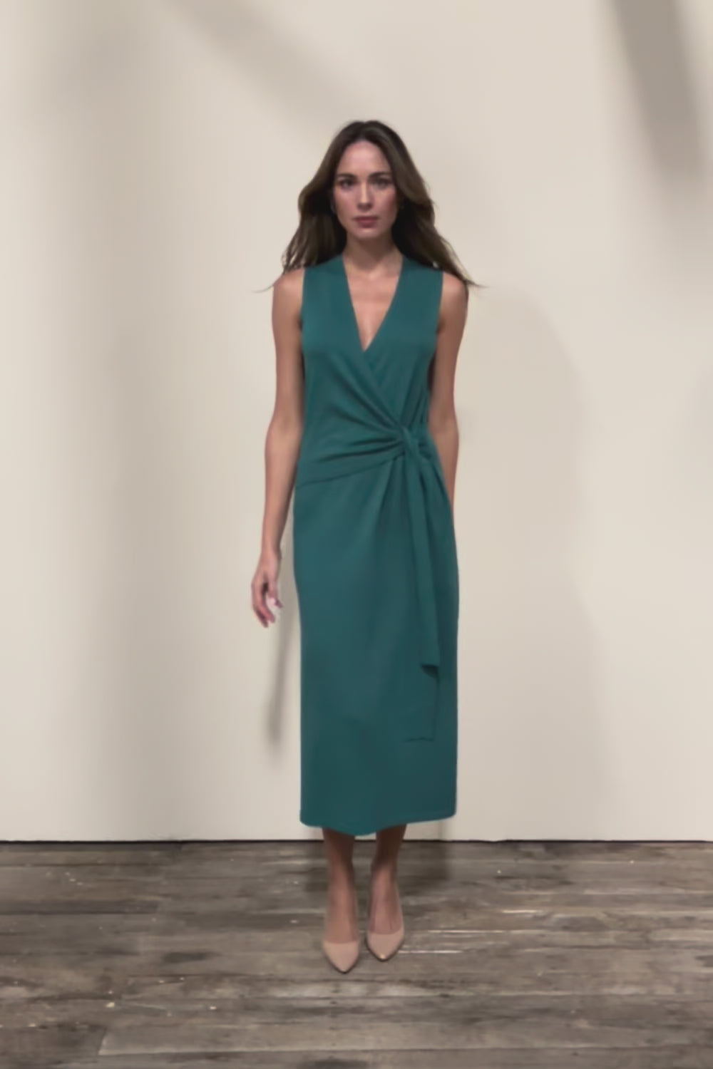 The All Season Faux Wrap Knit Dress – Jewel