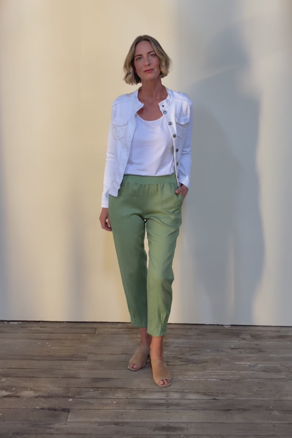 Pull On Linen Pant - Fern