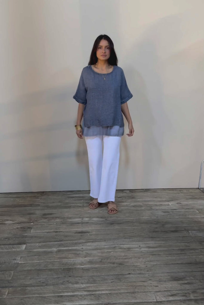 Layers Of Love Linen Overlay Top - Denim