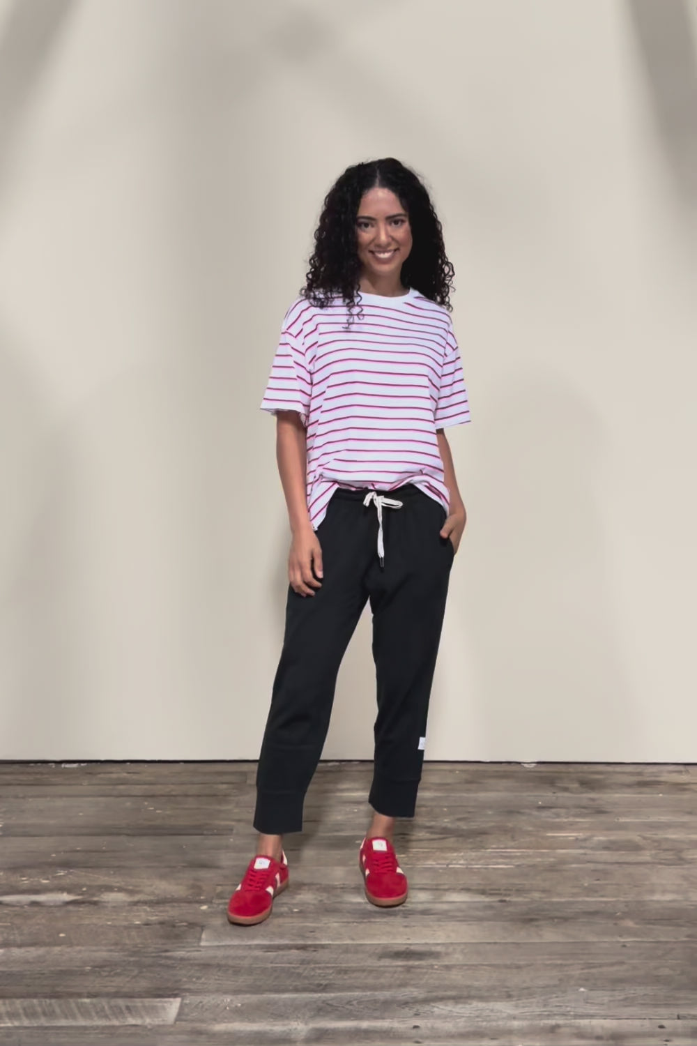 Fundamental Winona Stripe Cotton Tee - Redwhite