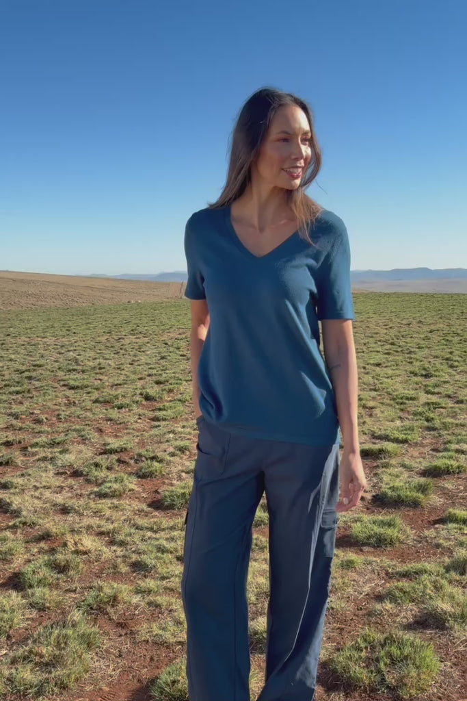 The Transeasonal Short Sleeve Jumper - Petrol