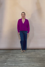 Relaxed Collar Cardigan – Magenta
