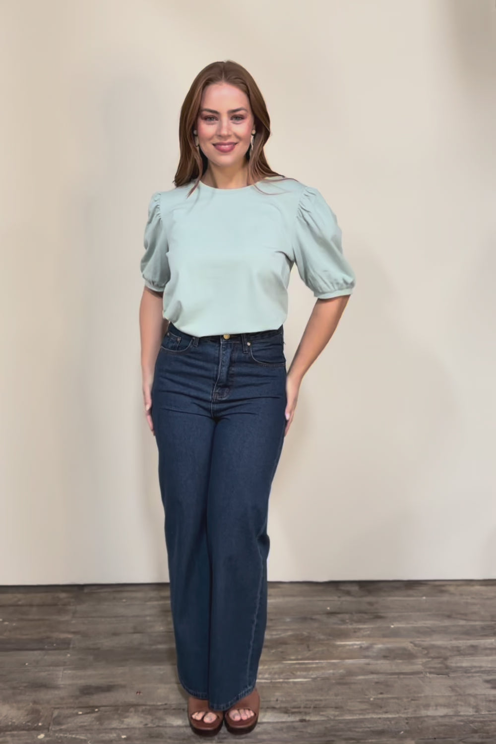 Cotton Jersey Puff Sleeve Top – Lightsage
