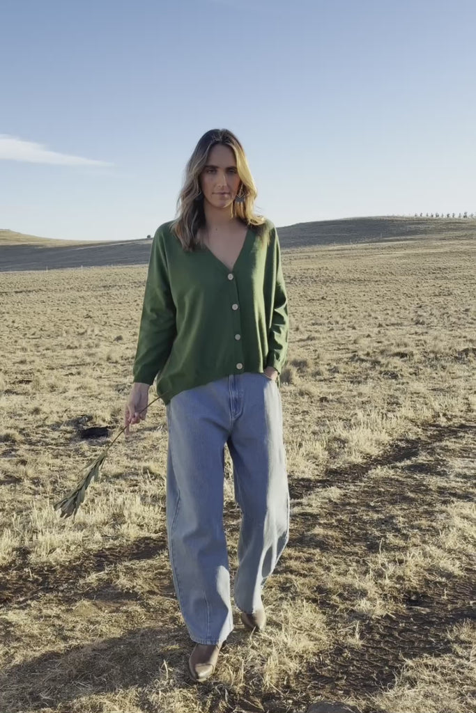 My Boyfriends Cotton Cashmere Cardi - Meadow