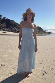 Giddy For Gingham Cotton Blend Maxi Dress - Skycheck