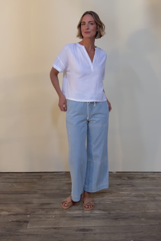 Maya Wide Leg Drawstring Jean - Paledenim