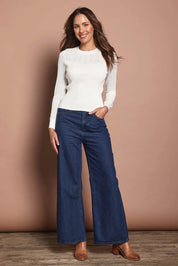 The Pointelle Detail Knit Top - Snow