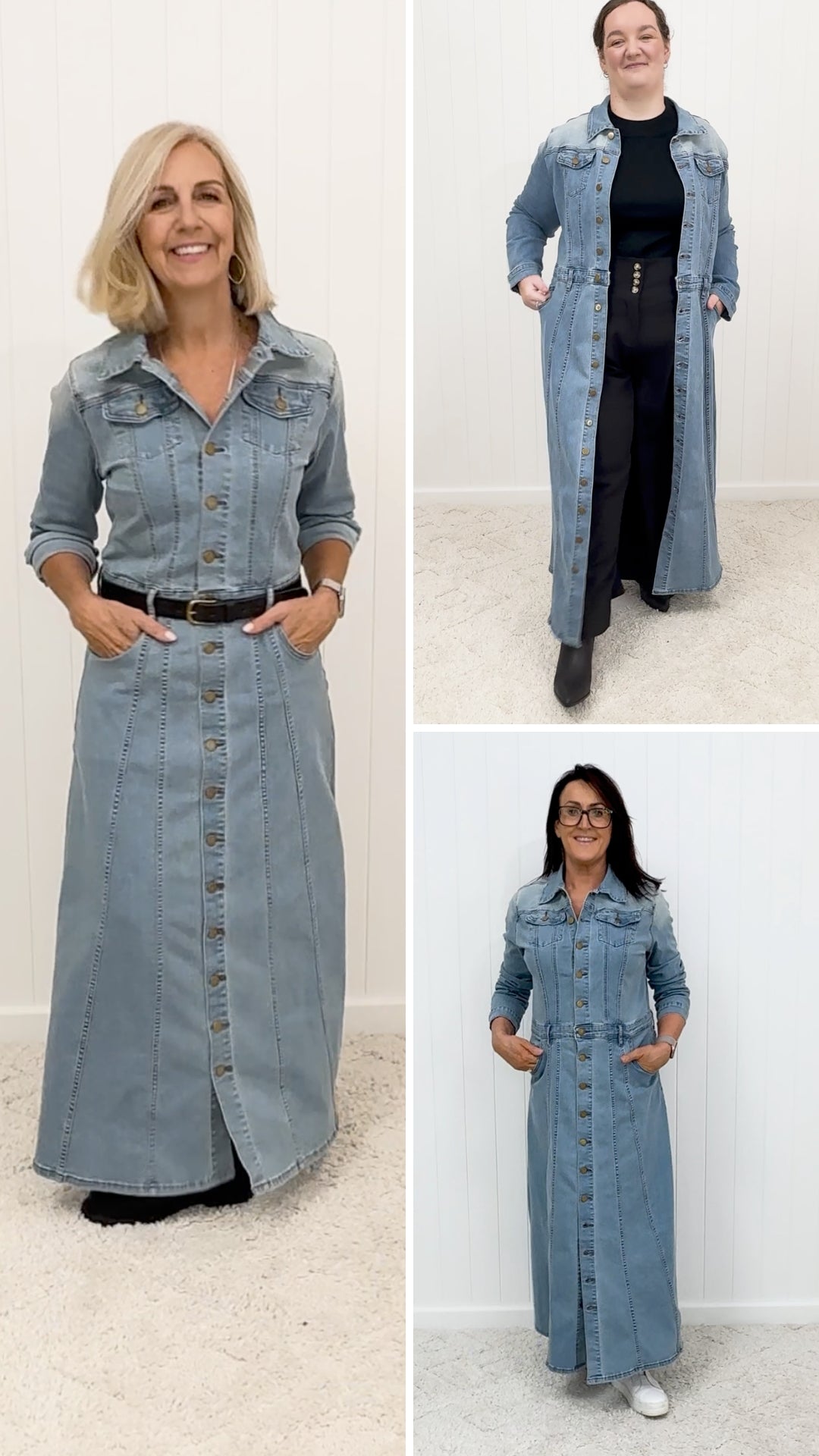 Calamity Denim Maxi Dress: One Style Three Ways
