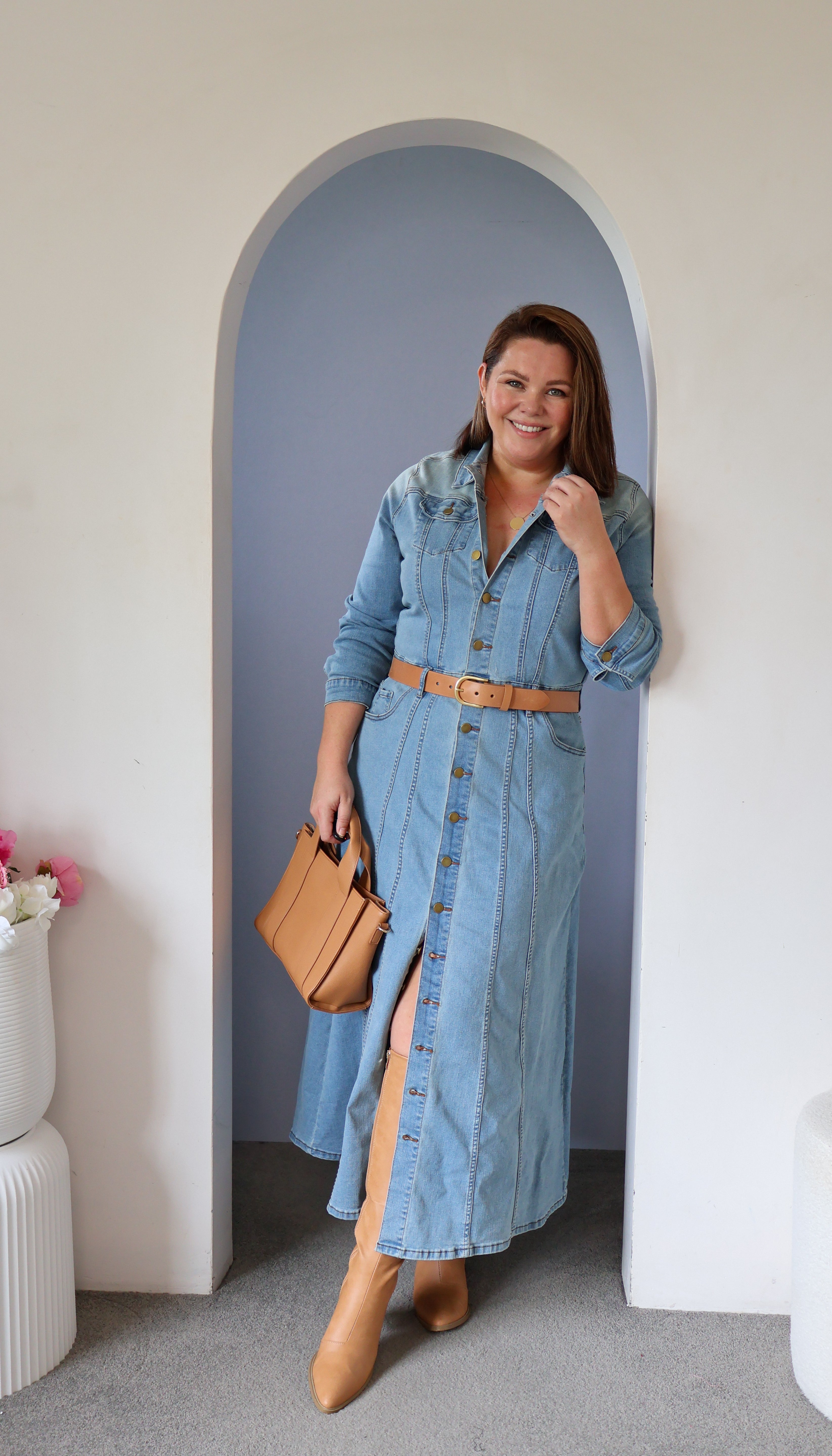 Stacey McGregor Styles The Calamity Denim Maxi Dress