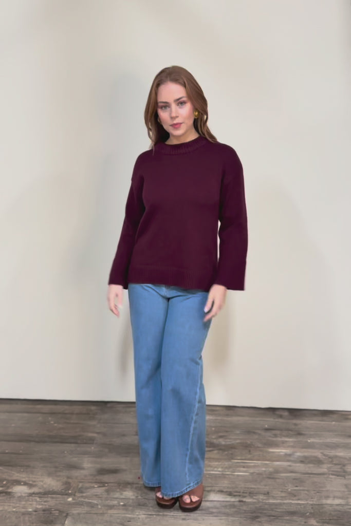 Cotton Wool Cashmere Jumper – Burgundy
