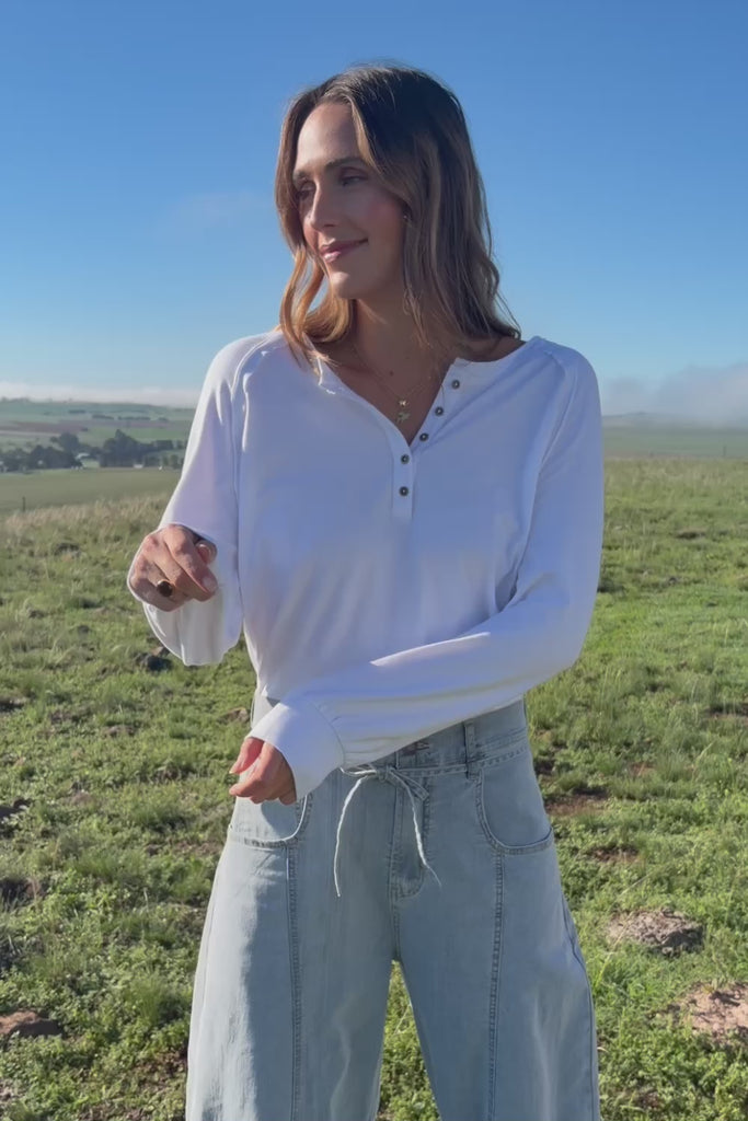 Cruising Through The Day Henley Top – White