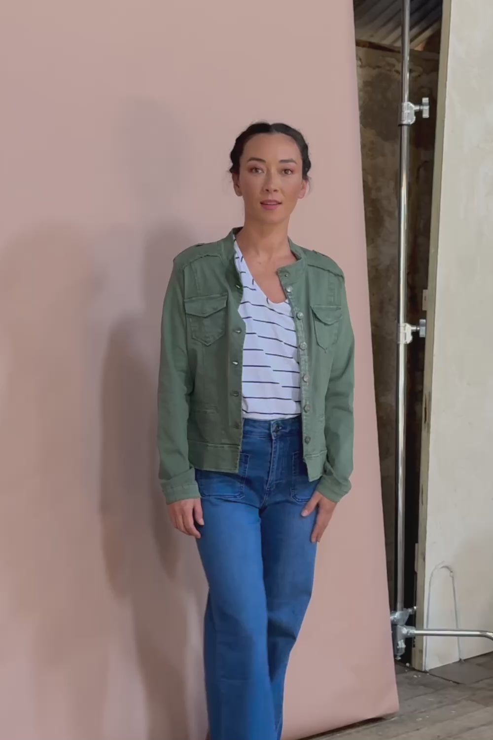 Military Denim Jacket - Khaki
