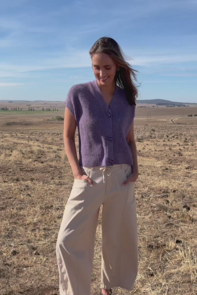 Found My Friend Recycled Knit Sleeveless Cardi - Lavender