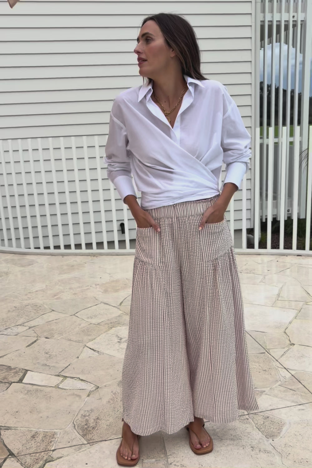 Break Of Day Cotton Pants - Choccheck