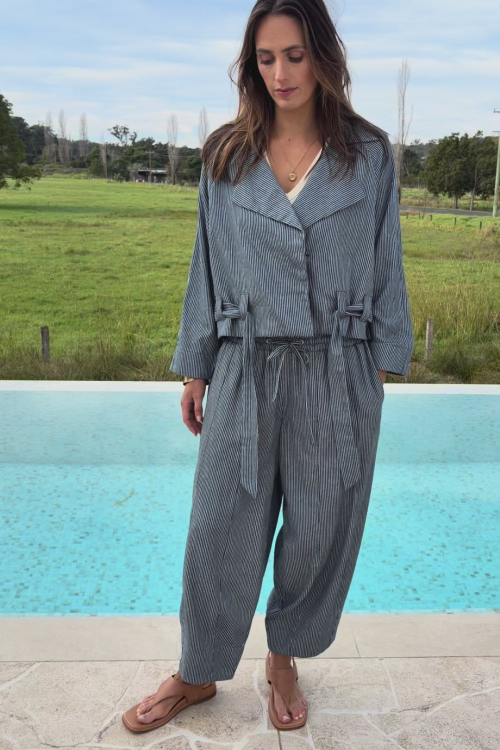 Errand Run Cropped Cotton Trench – Bluestripe