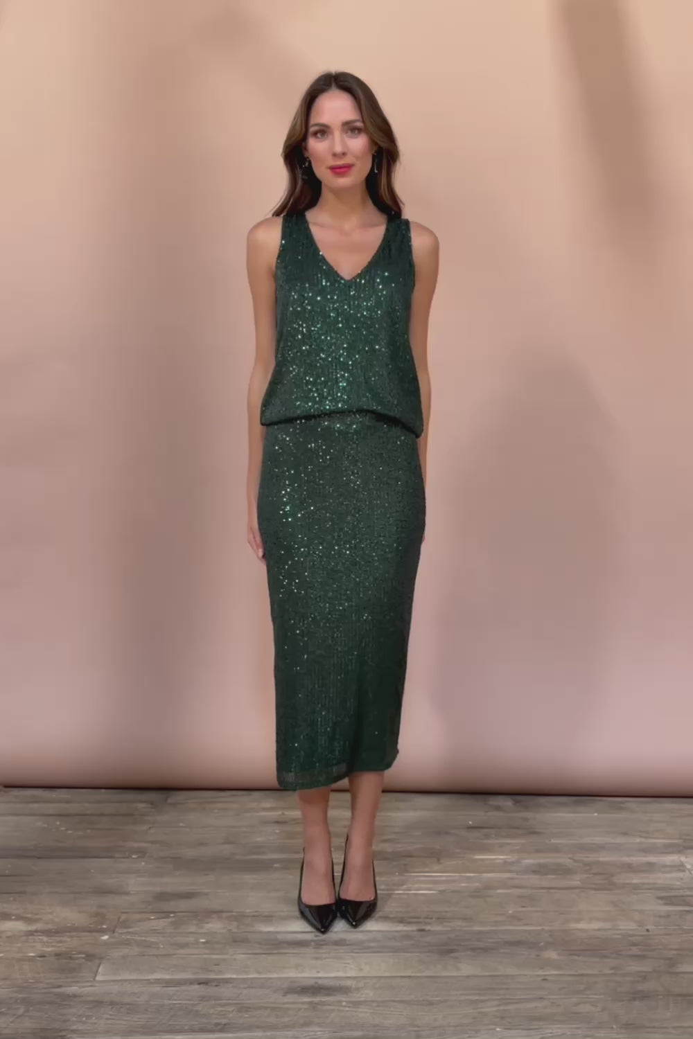 Reegan Sequin Skirt - Forest