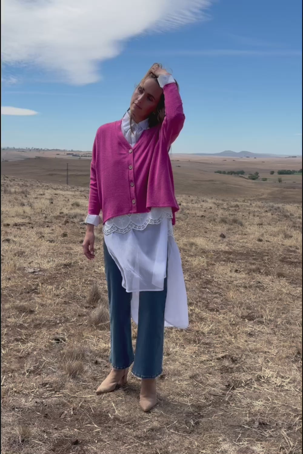 My Boyfriends Slouch Cardi - Magenta