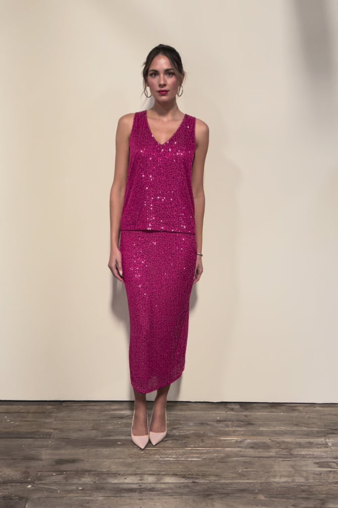 Reegan Sequin Skirt – Cerise