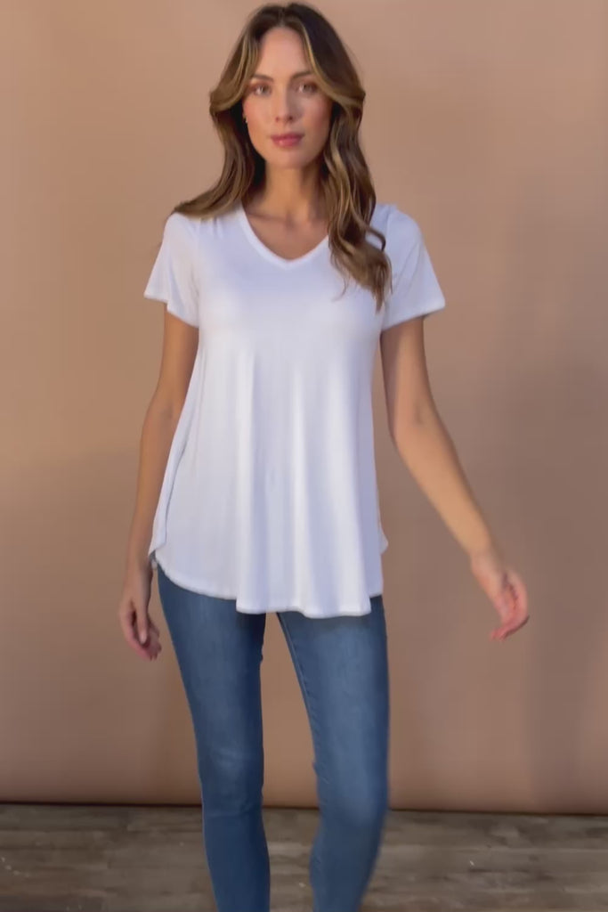 Softly Swinging Bamboo Tee - White