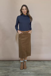 The 5 Pocket Cord Midi Skirt - Malt