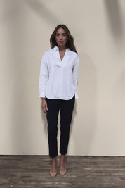 The Luxe Cotton Popover Shirt – White