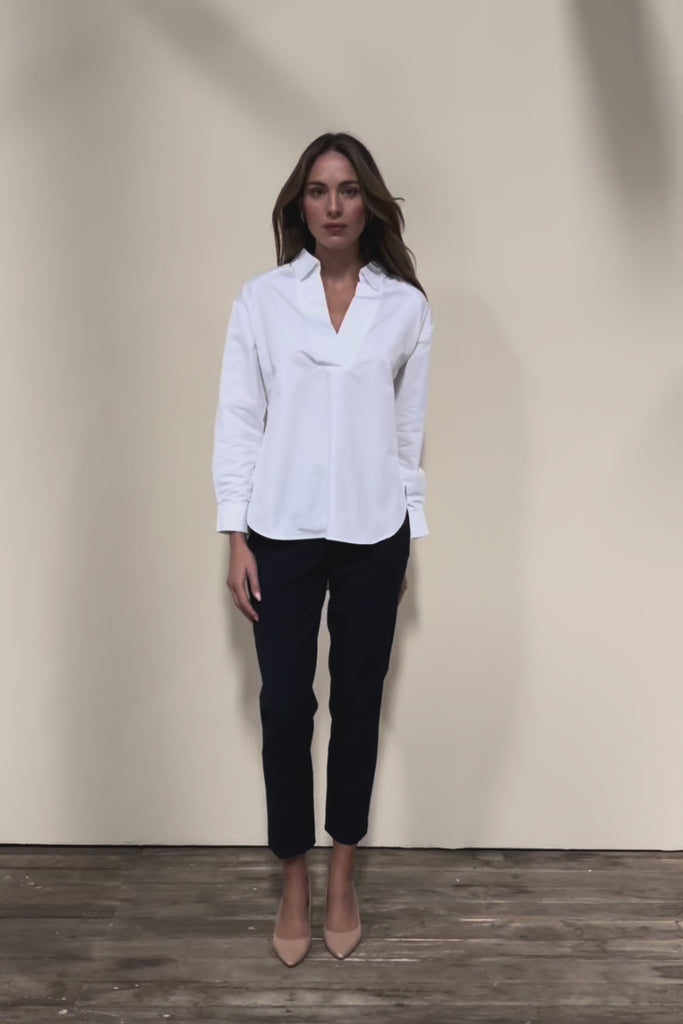 The Luxe Cotton Popover Shirt – White