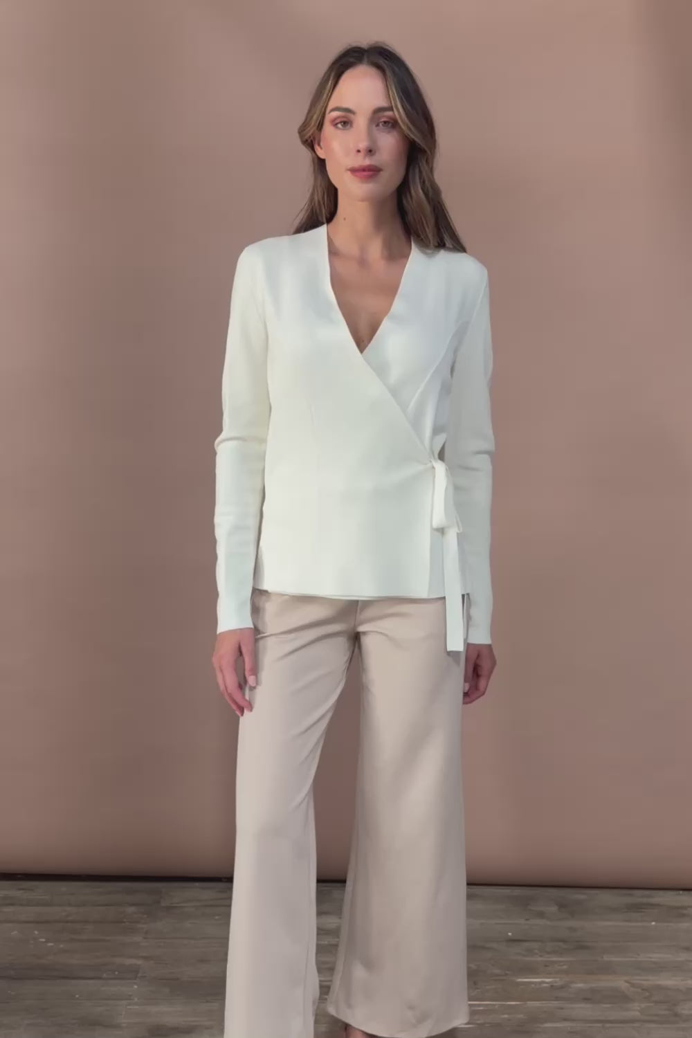 The Milano Knit Wrap Top – Ivory