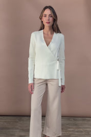The Milano Knit Wrap Top – Ivory